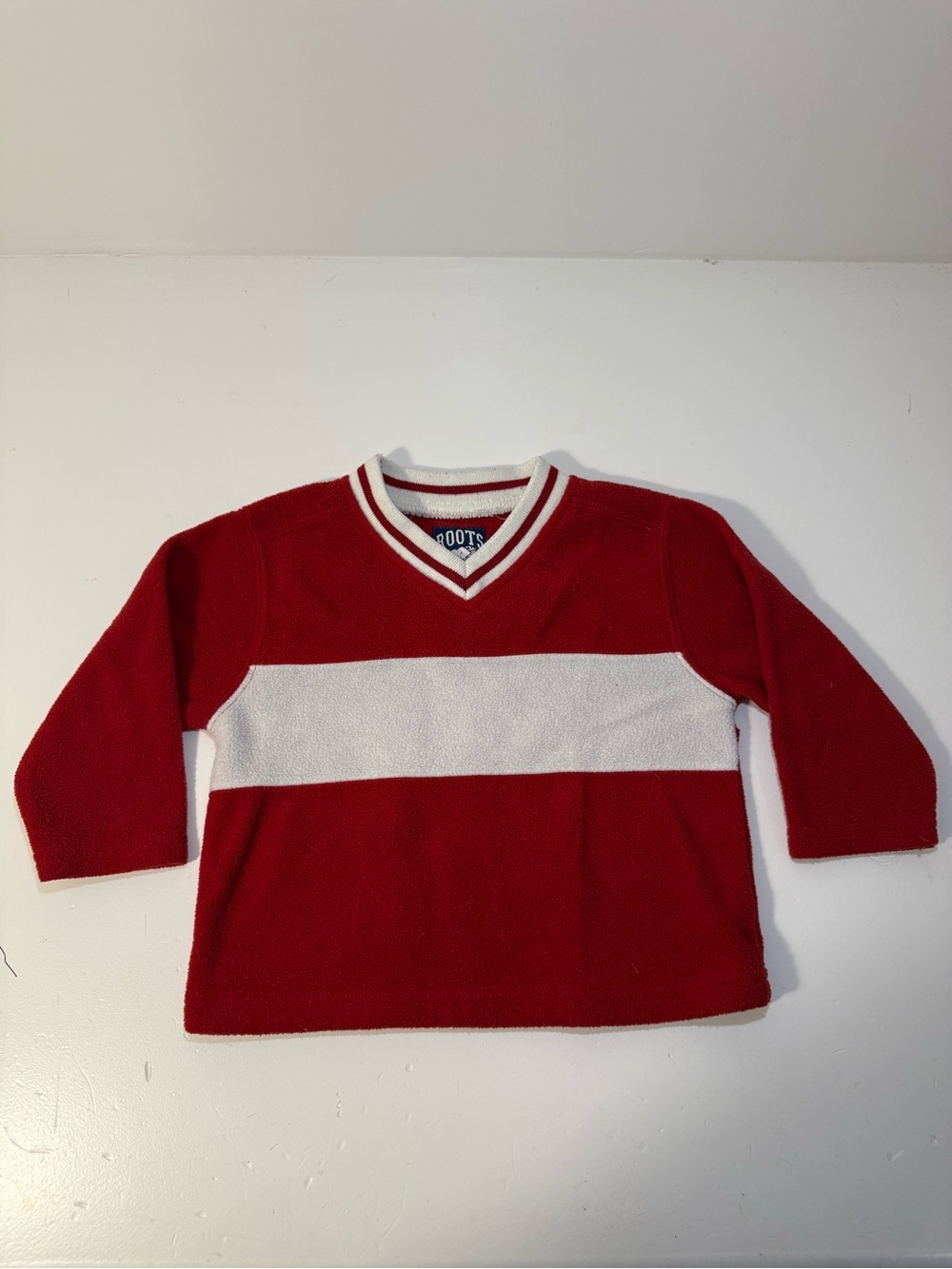 Vintage Roots Kids Large Fits 2T 3T Red White Stripe Fleece Y2K